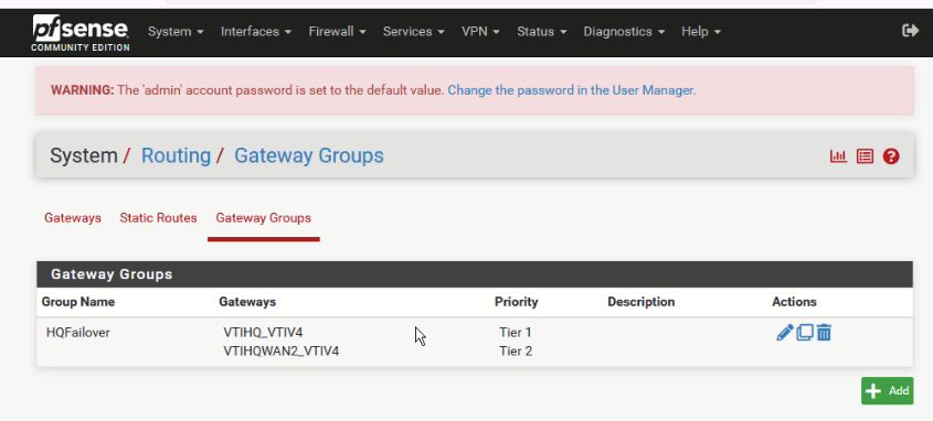 pfSense Gateway Groups Configuration